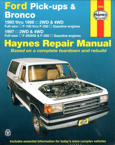 Ford Pick ups Bronco 1980-1996 Haynes Service Repair Manual  USED