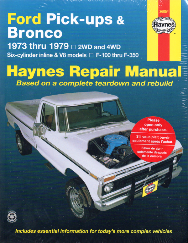 Ford Pick Ups Bronco 1973 1979 Haynes Service Repair Manual   