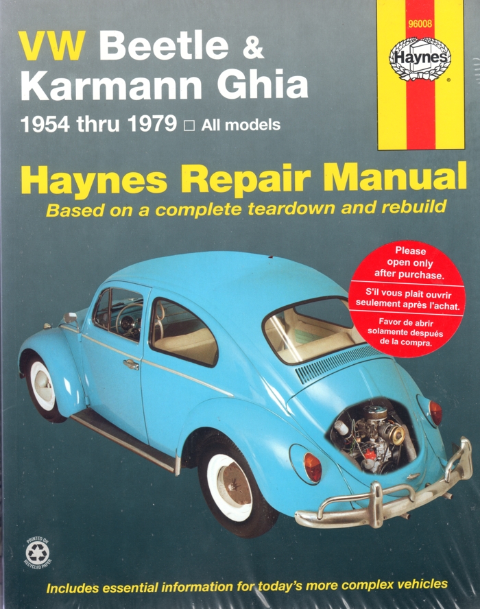 Volkswagen VW Beetle Karmann Ghia 1954 1979 Haynes Service Repair Manual    