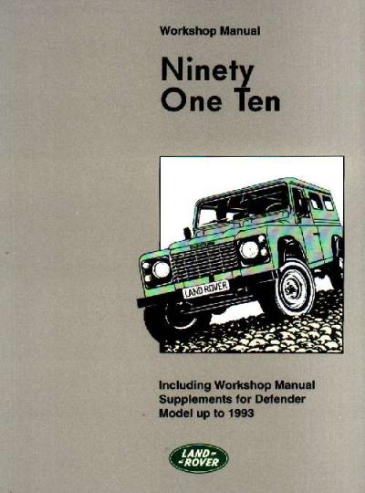 Land Rover 90 110 Defender Workshop Manual Including Supplements for Defender up to 1993   Brookland