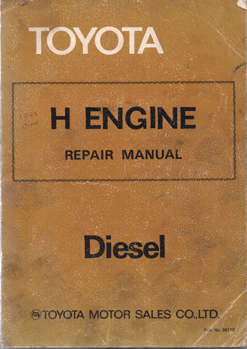 Toyota H engine workshop repair manual USED - sagin workshop car