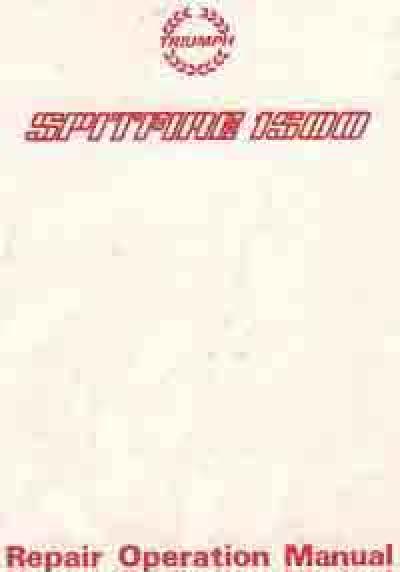 Triumph Spitfire 1500 Service Repair Manual   Brooklands Books Ltd UK 