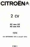Citroen 2CV 1974 Workshop Manual Out of Print Brooklands Books Ltd UK 