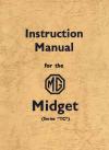 MG Midget Series TC Instruction Manual   Brooklands Books Ltd UK 