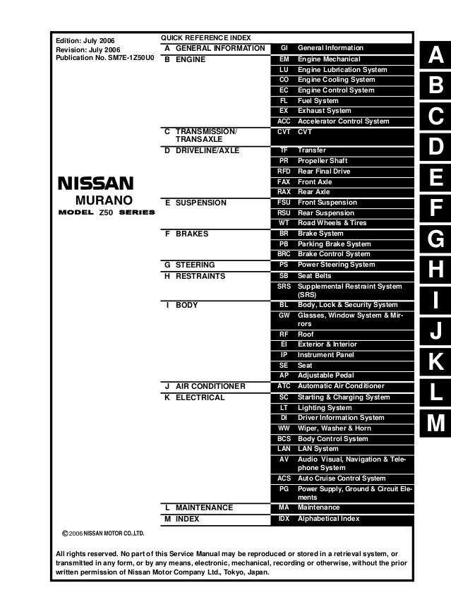 Nissan Murano Service and Repair Manual - sagin workshop ... nissan wiring harness diagram 